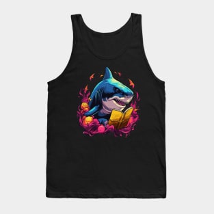 Shark Reads Book Tank Top